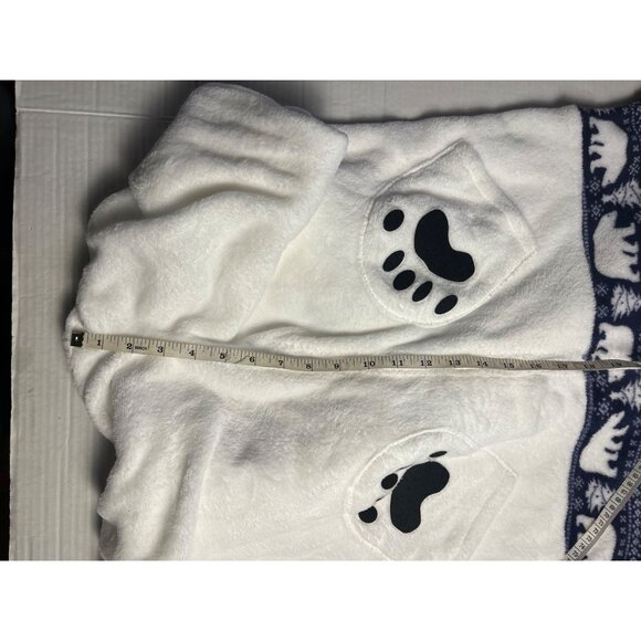 Derek heart Hooded Polar Bear women L Fair Isle Jumpsuit - White& navy winter - Picture 12 of 14